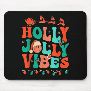 Holly Retro Groovy Christmas Jolly Vibes Santa Ang Mousepad