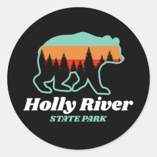Holly River Staat Park West Virginia Bear Retro Runder Aufkleber