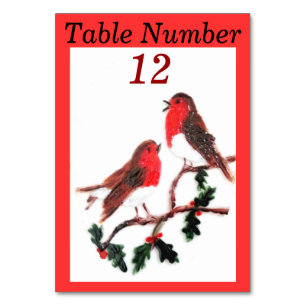 Holly Robin Festive Art Tischnummer