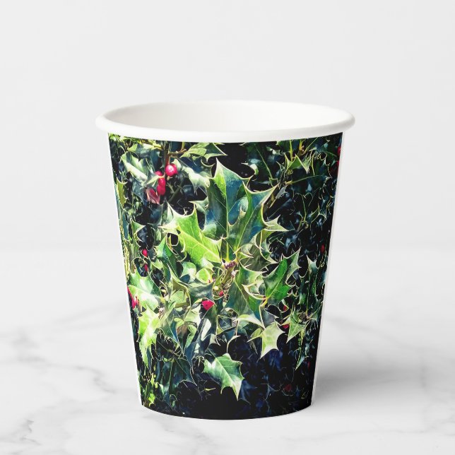 Holly, rote Beeren Pappbecher (Vorderseite)