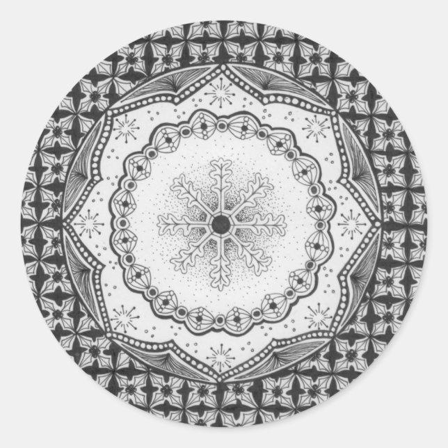 Holly & Snowflake Round-Sticker Runder Aufkleber (Vorderseite)