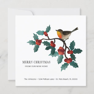 Holly Sprigs and Berries Christmas Moving Zuhause Ankündigung