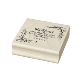 Holly Sprigs Frame Christmas Return Address Gummistempel