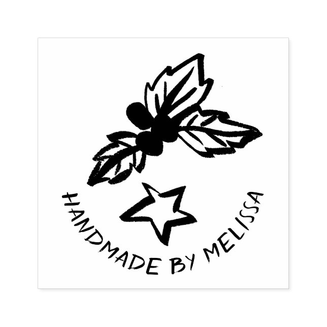 Holly Star Weihnachtsferien CUSTOM Personalisiert Gummistempel (Prägung)