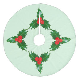 Holly Tree Skirt Fleece Weihnachtsbaumdecke