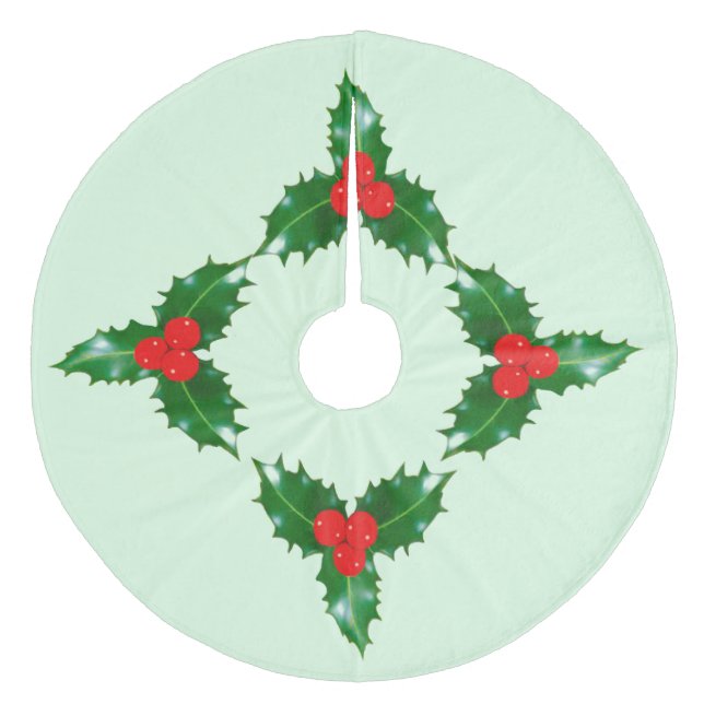 Holly Tree Skirt Fleece Weihnachtsbaumdecke (Vorderseite)