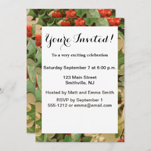 Holly Tree Weihnachtsfeiertag Vintag Einladung