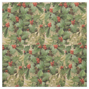 Holly Tree Weihnachtsfeiertag Vintag Stoff