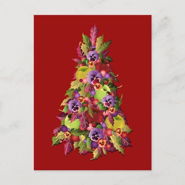 Holly Tree with Äpfel and Stiefmütterchens Postkarte (Vorderseite)