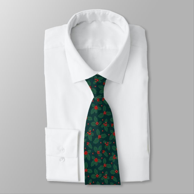 Holly und Berries Necktie Krawatte (Gebunden)