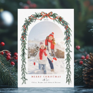 Holly- und Immergrün-Girlande Weihnachtsbogen-Foto Feiertagskarte