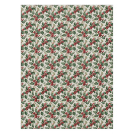 Holly und Mistletoe auf Imitaten cremefarbene Lein Tischdecke