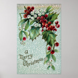 Holly und Mistletoe Berries Poster