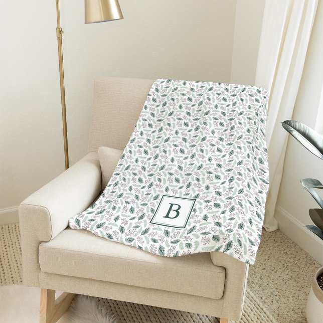 Holly und Pine | Holiday Monogram Fleecedecke (Von Creator hochgeladen)