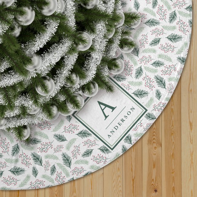 Holly und Pine | MIT MONOGRAMM Polyester Weihnachtsbaumdecke (Von Creator hochgeladen)