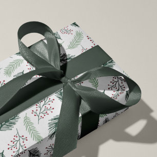 Holly und Pine Weihnachtsfeiertag Muster Geschenkpapier