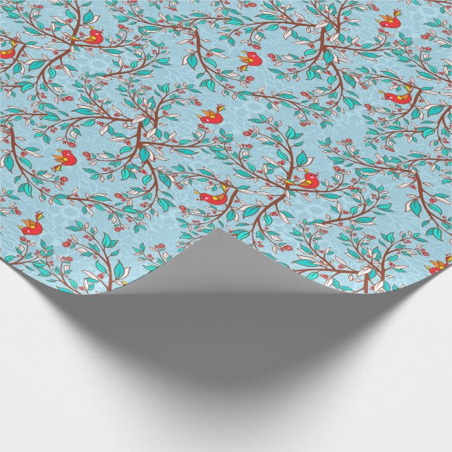 Holly und Vögel Geschenkpapier (Ecke)