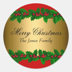 Holly Verlasse Frohe Weihnachtsaufkleber Runder Aufkleber