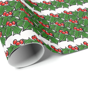 Holly Verlasse Holly Bery-Green-Rot-Urlaubsmuster Geschenkpapier