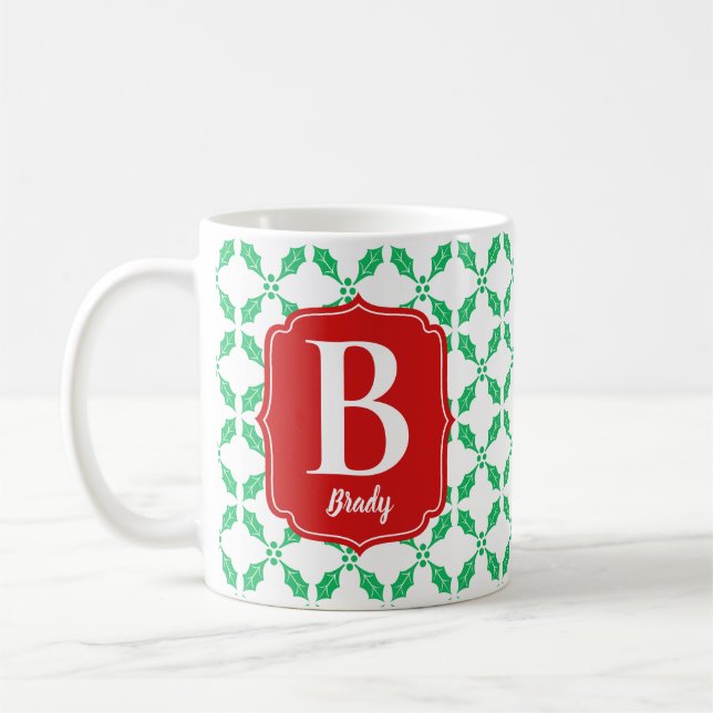 Holly Verlasse Pattern Red and Green Holiday Kaffeetasse (Links)