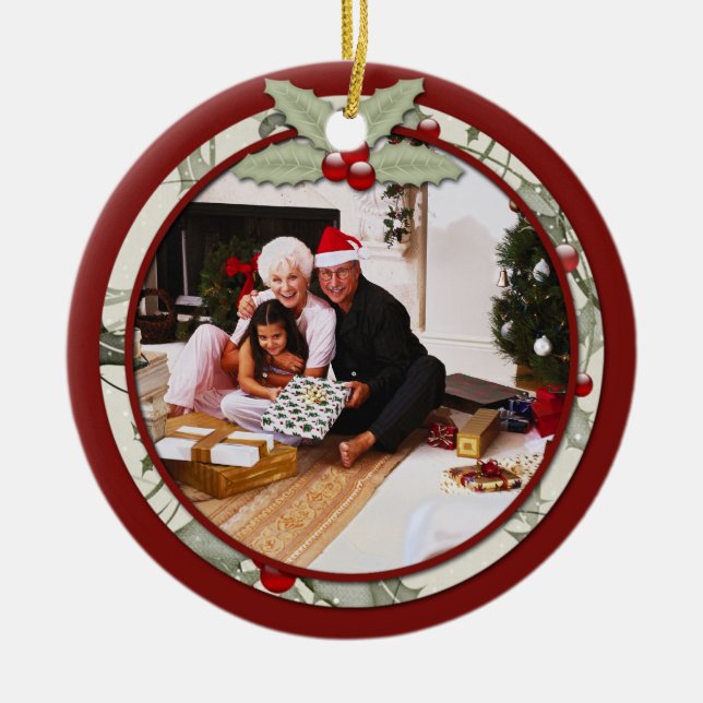 Holly Verschletoe Foto von From Our House to Yours Keramik Ornament (Vorne)