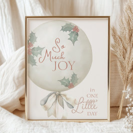 Holly Vintage Balloon Birthday So Much Joy Sign Poster