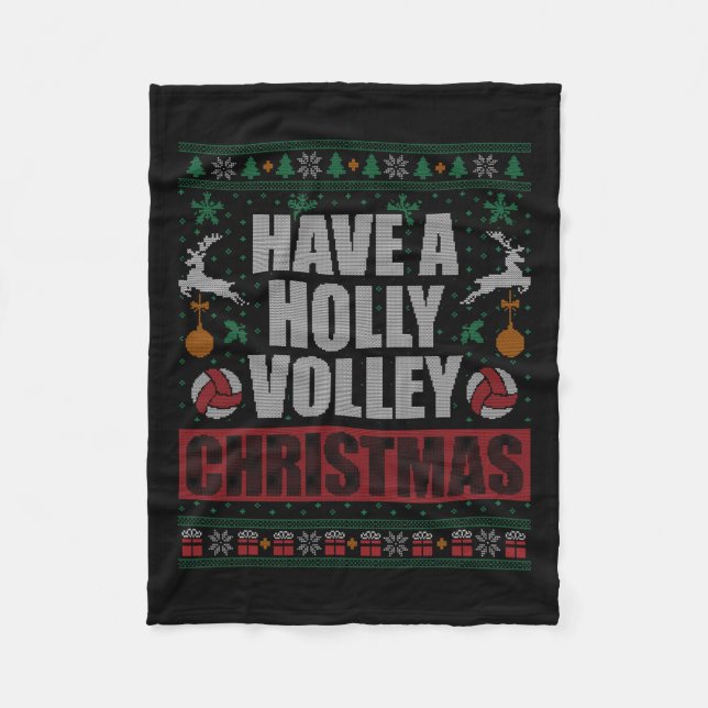 Holly Volley Volleyball Ugly Christmas Xmas Mens W Fleecedecke (Vorderseite)