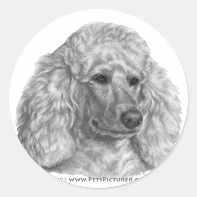Holly, White Poodle Runder Aufkleber (Vorderseite)