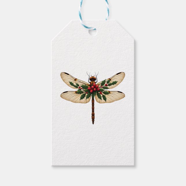 Holly Winged Dragonfly Geschenkanhänger (Vorderseite)