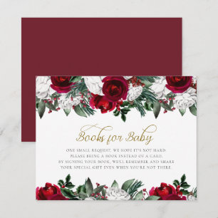 HOLLY Winter Christmas Burgundy Books for Baby Einladung
