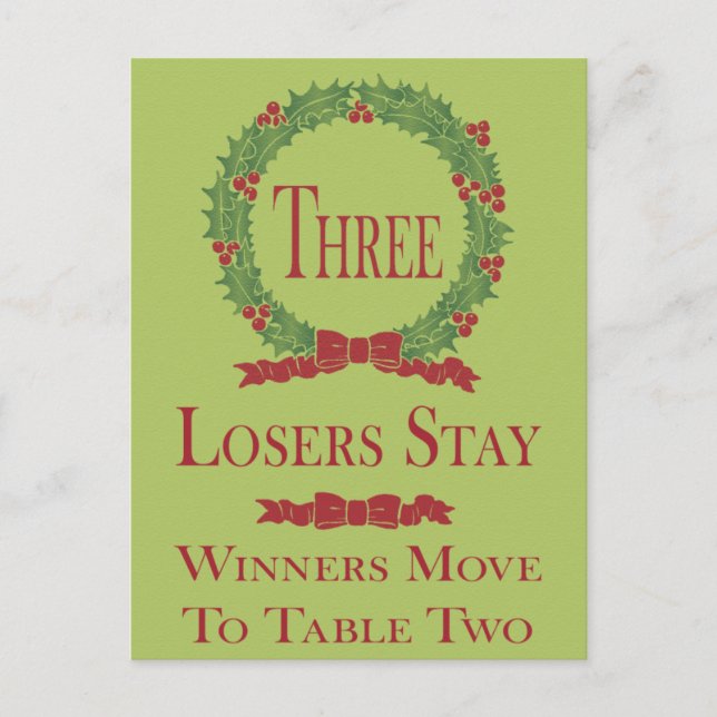 Holly Wreath Bunco Table Card #3 Postkarte (Vorderseite)