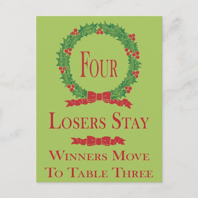 Holly Wreath Bunco Table Card #4 Postkarte (Vorderseite)