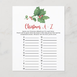Holly Wreath Christmas A-Z Game Card