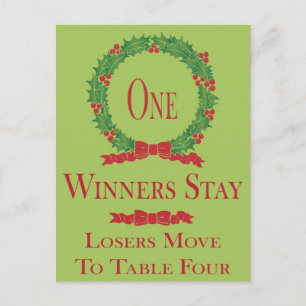 Holly Wreath Christmas Bunco Table Card One Postkarte