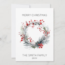 Holly Wreath Christmas Card Feiertagskarte