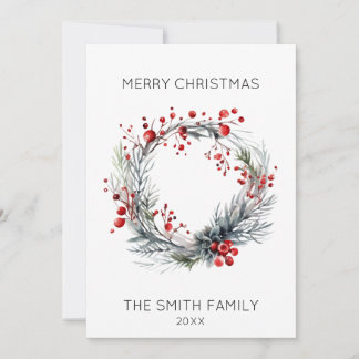 Holly Wreath Christmas Card Feiertagskarte
