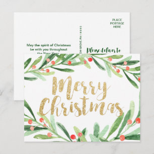Holly Wreath Christmas Feiertagspostkarte