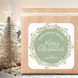 Holly Wreath Christmas Homemade Holiday Baking Quadratischer Aufkleber