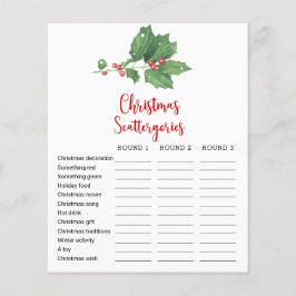 Holly Wreath Christmas Scattergories Game Card