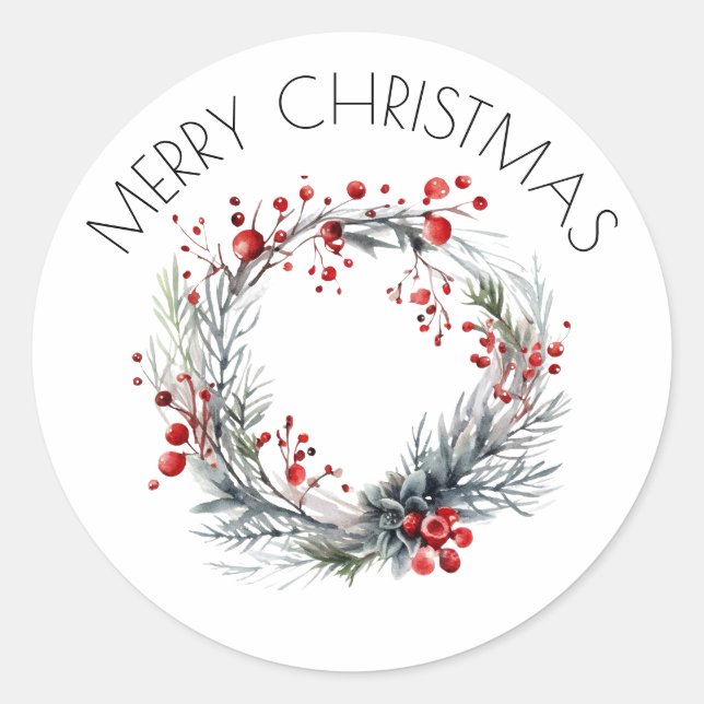 Holly Wreath Christmas Sticker (Vorderseite)