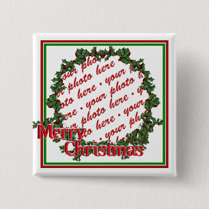 Holly-Wreath-Circle-Foto Button