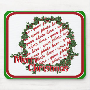 Holly-Wreath-Circle-Foto Mousepad