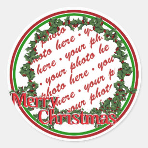 Holly-Wreath-Circle-Foto Runder Aufkleber