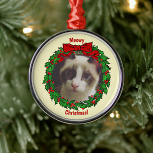 Holly Wreath Frame Meowy Weihnachten Hinzufügen ei Ornament Aus Metall