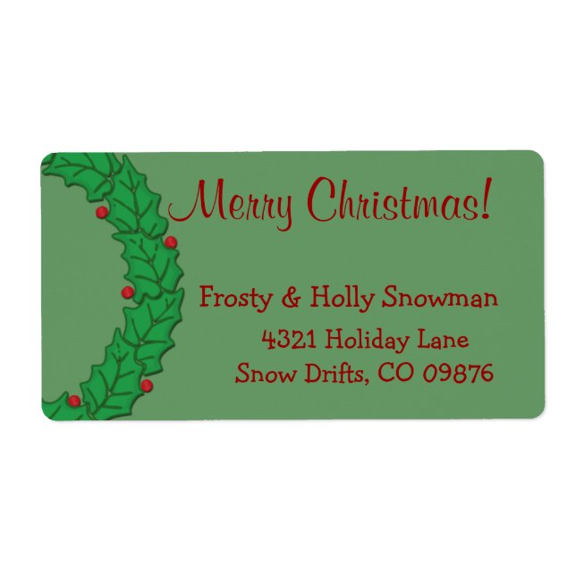 Holly Wreath Geschenketiketten (Vorne)