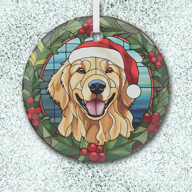 Holly Wreath Golden Retriever Dog Weihnachten Ornament Aus Glas (Von Creator hochgeladen)