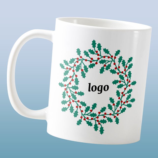 Holly-Wreath-Logo-Business-Urlaub Kaffeetasse (Logo holly wreath business promotional holiday coffee mug)
