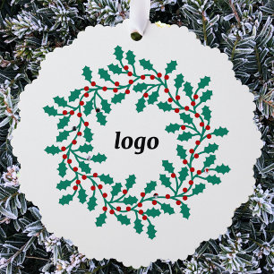 Holly-Wreath-Logo-Geschäft Ornament Karte