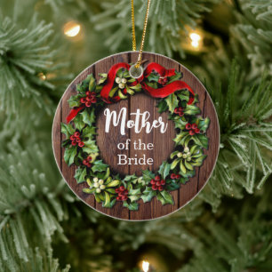 Holly Wreath Mutter der Braut Custom Wedding Keramik Ornament