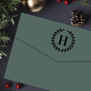 Holly Wreath Personalisiert Christmas Initial Permastempel